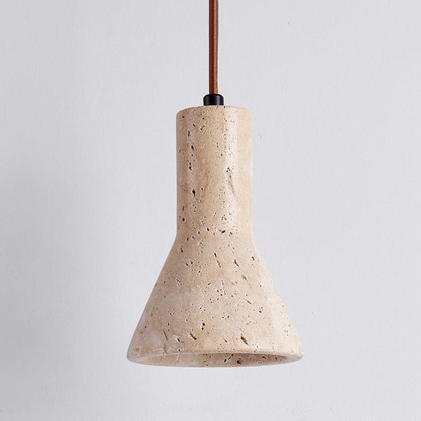 modern yellow travertine funnel pendant light