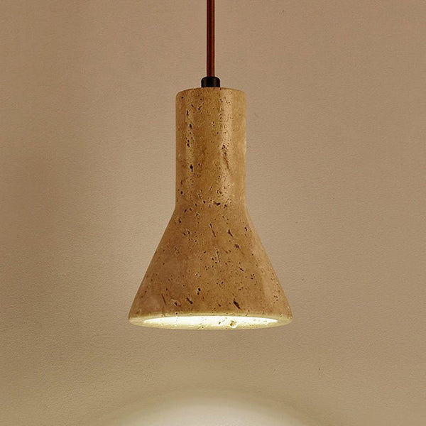 modern yellow travertine funnel pendant light