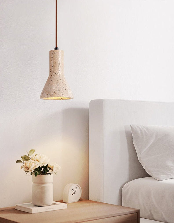 modern yellow travertine funnel pendant light