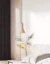 modern yellow travertine funnel pendant light