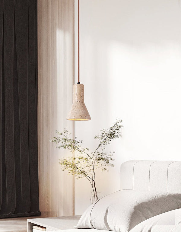 modern yellow travertine funnel pendant light
