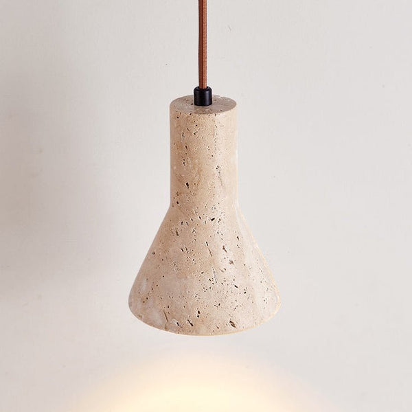 modern yellow travertine funnel pendant light