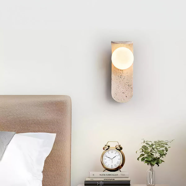 modern yellow travertine glass curve wall lamp