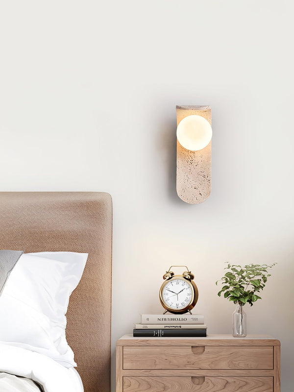 modern yellow travertine glass curve wall lamp