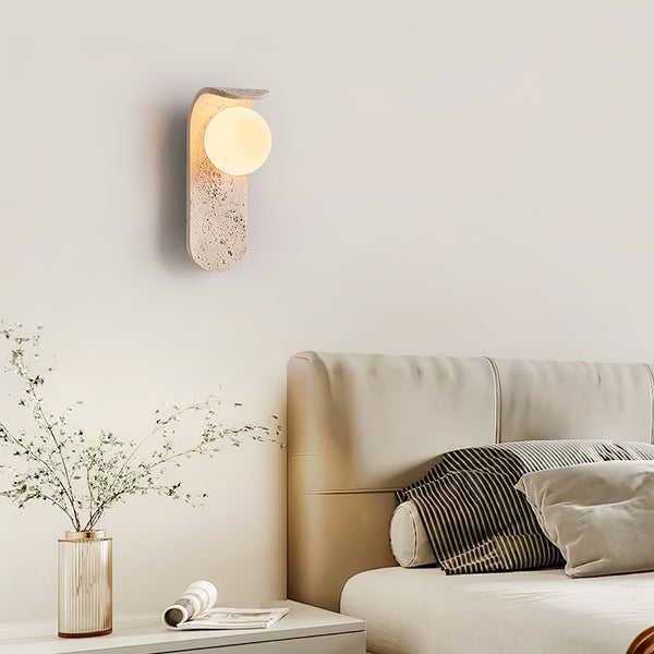 modern yellow travertine glass curve wall lamp