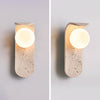 modern yellow travertine glass curve wall lamp