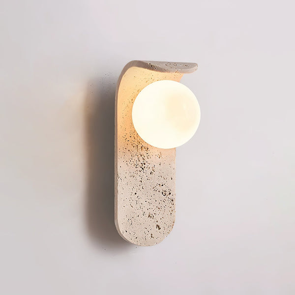 modern yellow travertine glass curve wall lamp