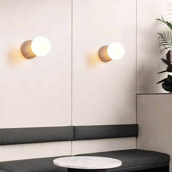 modern yellow travertine glass globe wall sconce 2