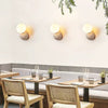 modern yellow travertine glass globe wall sconce 2
