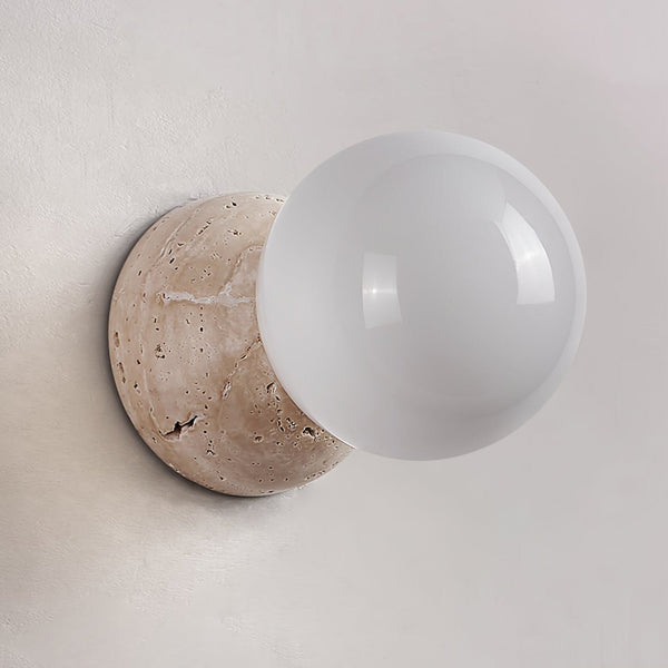 modern yellow travertine glass globe wall sconce 2