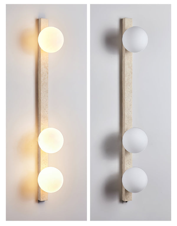 modern yellow travertine glass globe wall sconce 3