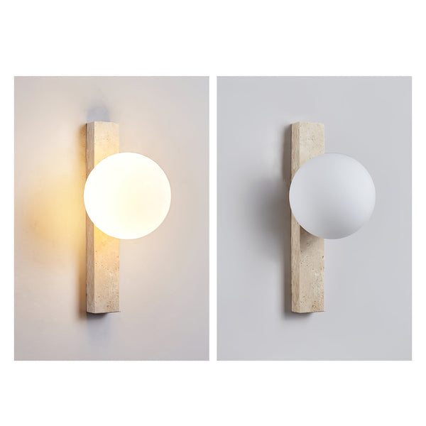 modern yellow travertine glass globe wall sconce 3