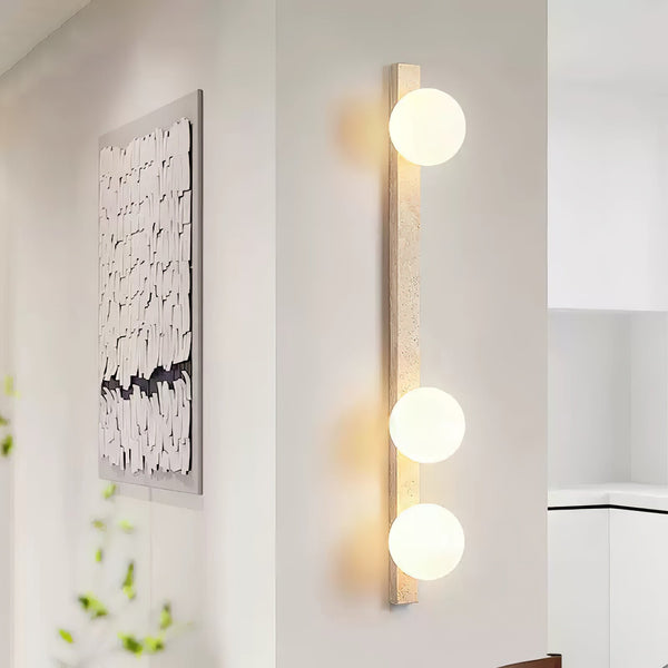 modern yellow travertine glass globe wall sconce 3