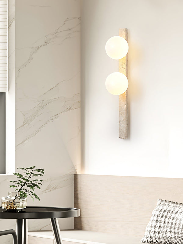 modern yellow travertine glass globe wall sconce 3