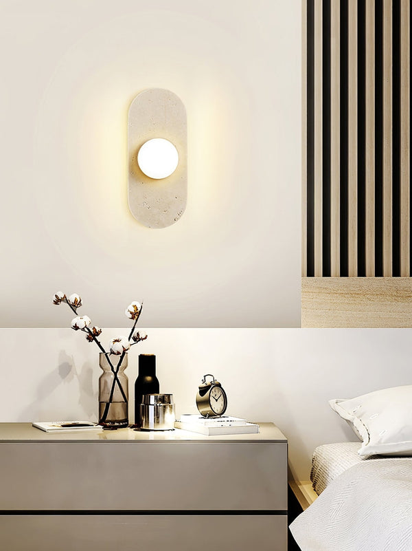 modern yellow travertine glass globe wall sconce 4