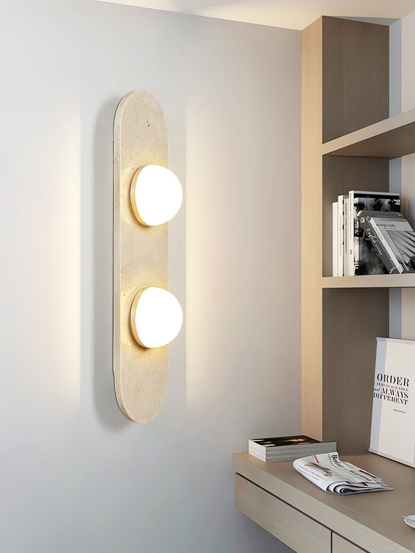 modern yellow travertine glass globe wall sconce 4