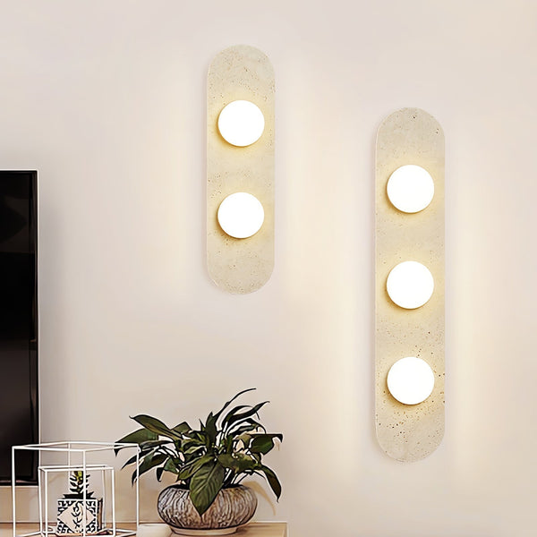 modern yellow travertine glass globe wall sconce 4