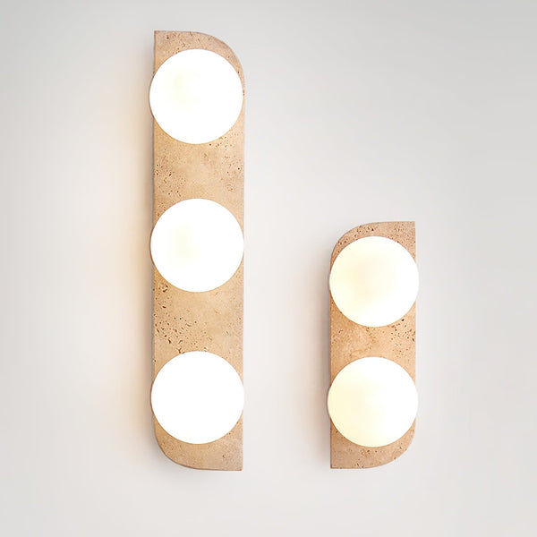 modern yellow travertine glass globe wall sconce