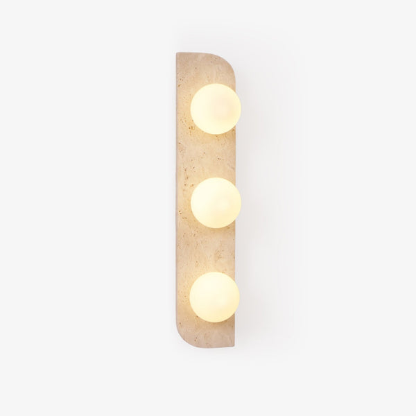 modern yellow travertine glass globe wall sconce