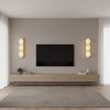 modern yellow travertine glass globe wall sconce
