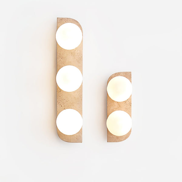 modern yellow travertine glass globe wall sconce