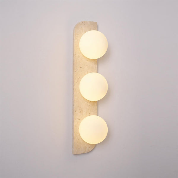 modern yellow travertine glass globe wall sconce