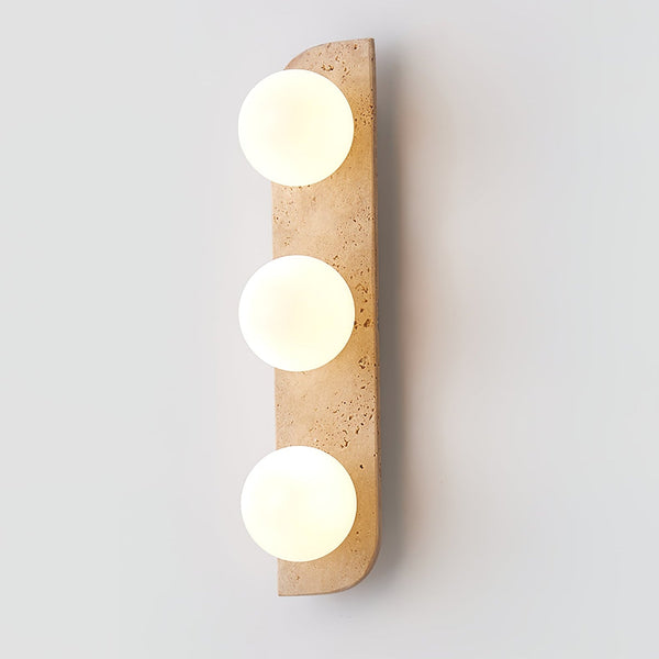 modern yellow travertine glass globe wall sconce