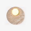 modern yellow travertine glass orb wall sconce