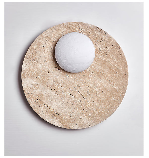 modern yellow travertine glass orb wall sconce