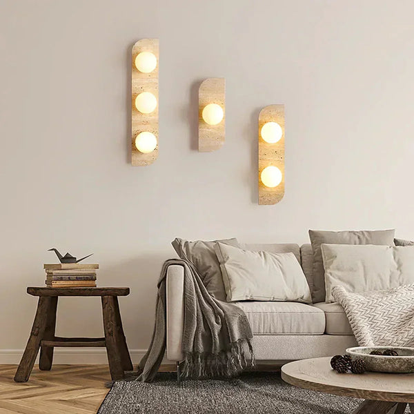 modern yellow travertine glass wall sconce 2