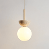 modern yellow travertine half bowl pendant light