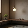 modern yellow travertine half bowl pendant light
