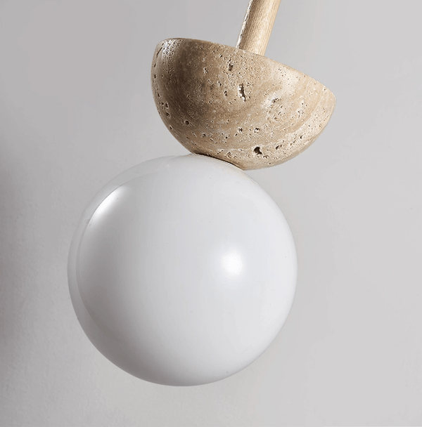 modern yellow travertine half bowl pendant light