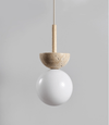 modern yellow travertine half bowl pendant light