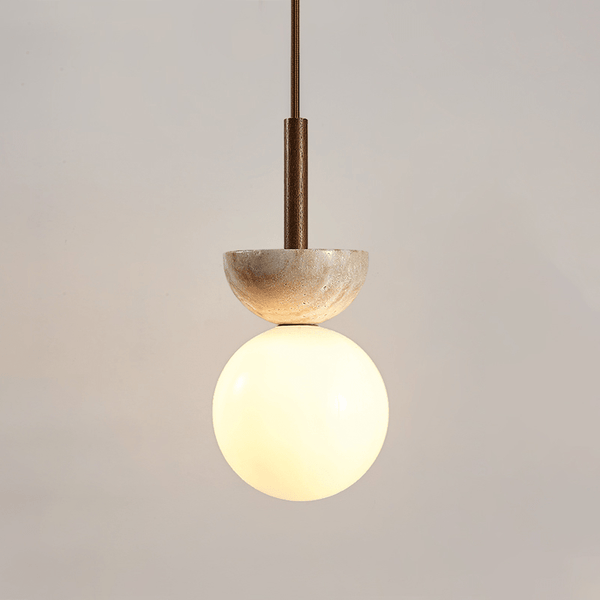 modern yellow travertine half bowl pendant light