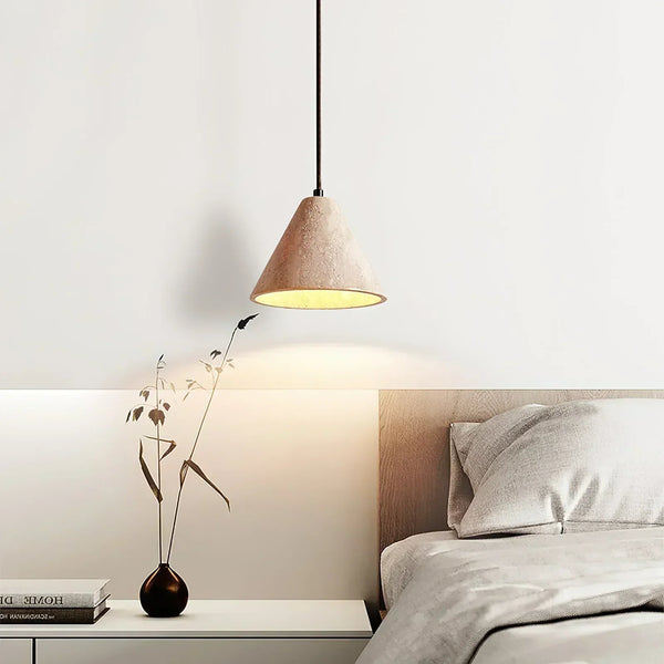 modern yellow travertine halo pendant light