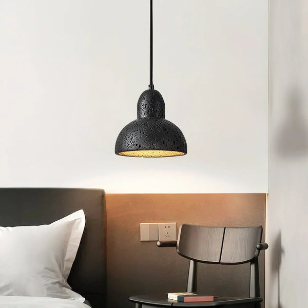 modern yellow travertine halo pendant light