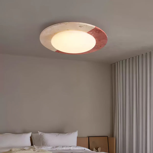 modern yellow travertine led flush mount ceiling light 2