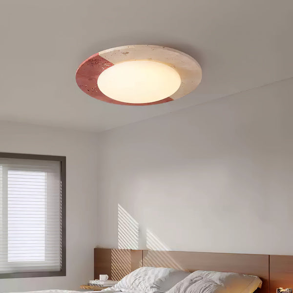 modern yellow travertine led flush mount ceiling light 2