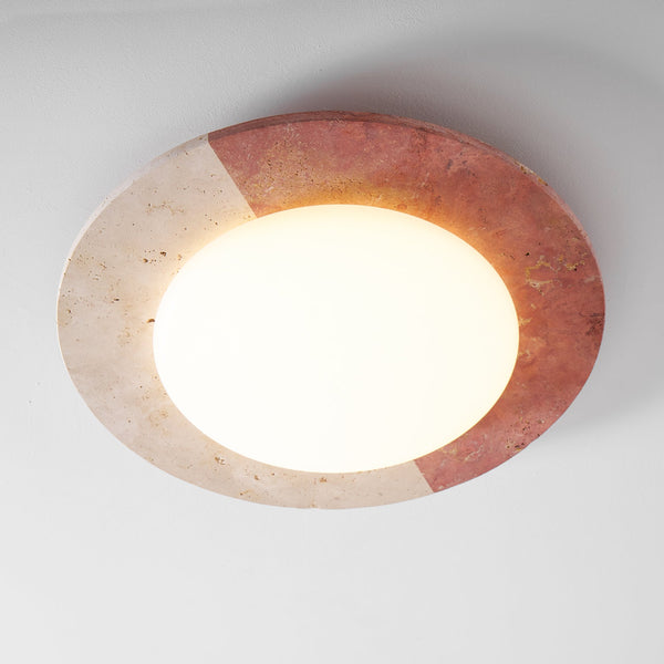 modern yellow travertine led flush mount ceiling light 2