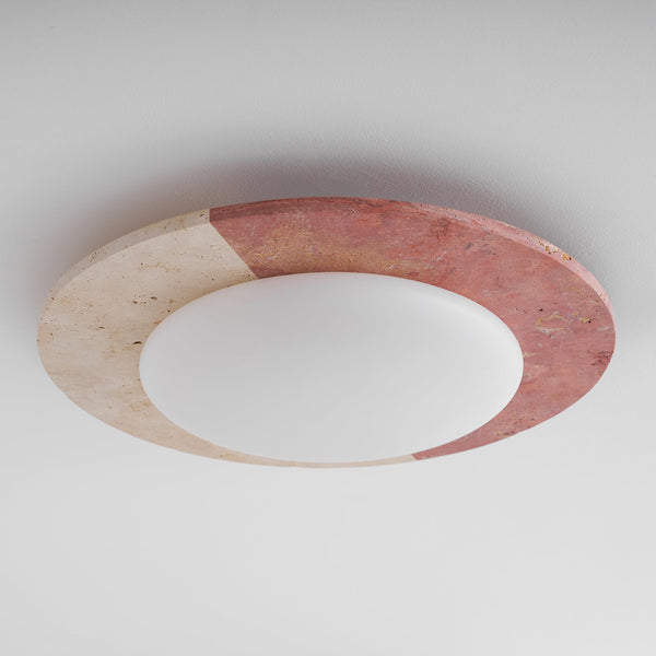 modern yellow travertine led flush mount ceiling light 2