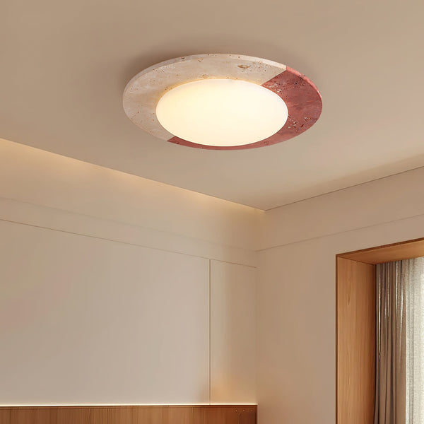 modern yellow travertine led flush mount ceiling light 2