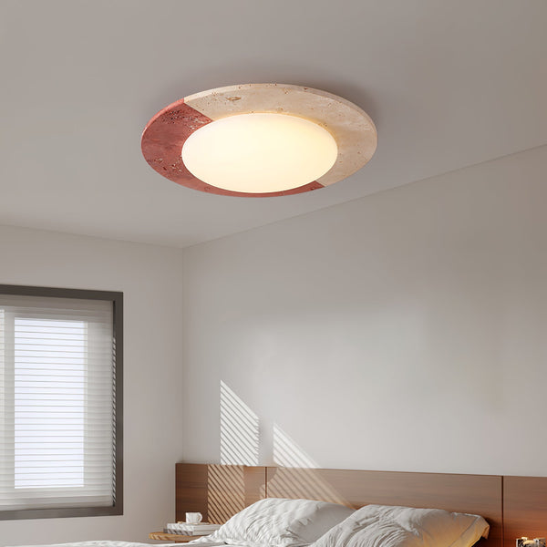 modern yellow travertine led flush mount ceiling light 2