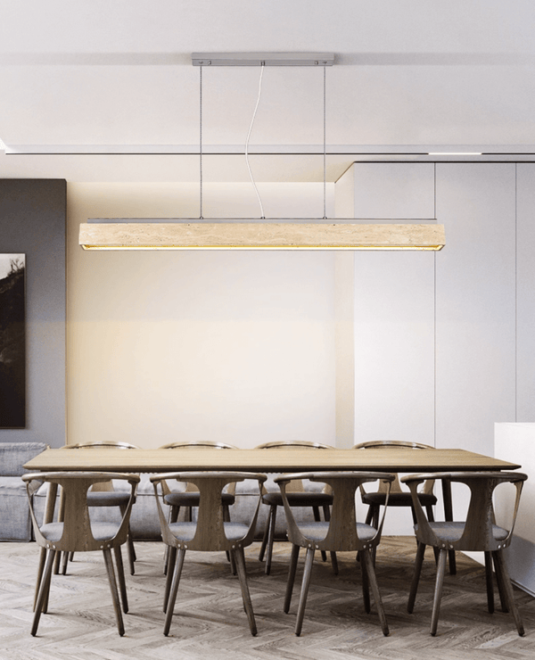modern yellow travertine linear led pendant light