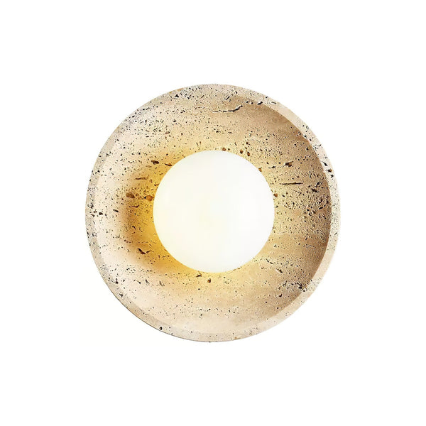 modern yellow travertine lunar eclipse wall sconce