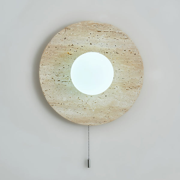 modern yellow travertine lunar eclipse wall sconce