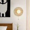 modern yellow travertine lunar eclipse wall sconce