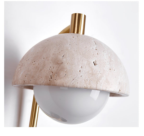 modern yellow travertine opal glass wall lamp