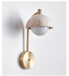 modern yellow travertine opal glass wall lamp