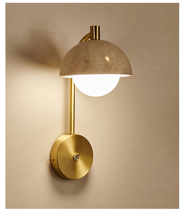 modern yellow travertine opal glass wall lamp